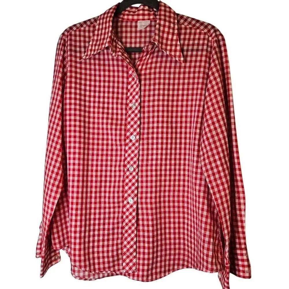 Vintage JCPenny red/white gingham shirt. M, #985